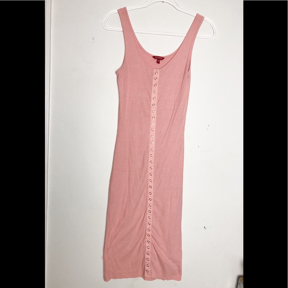 Guess Ribbed Button Down Midi Dress S